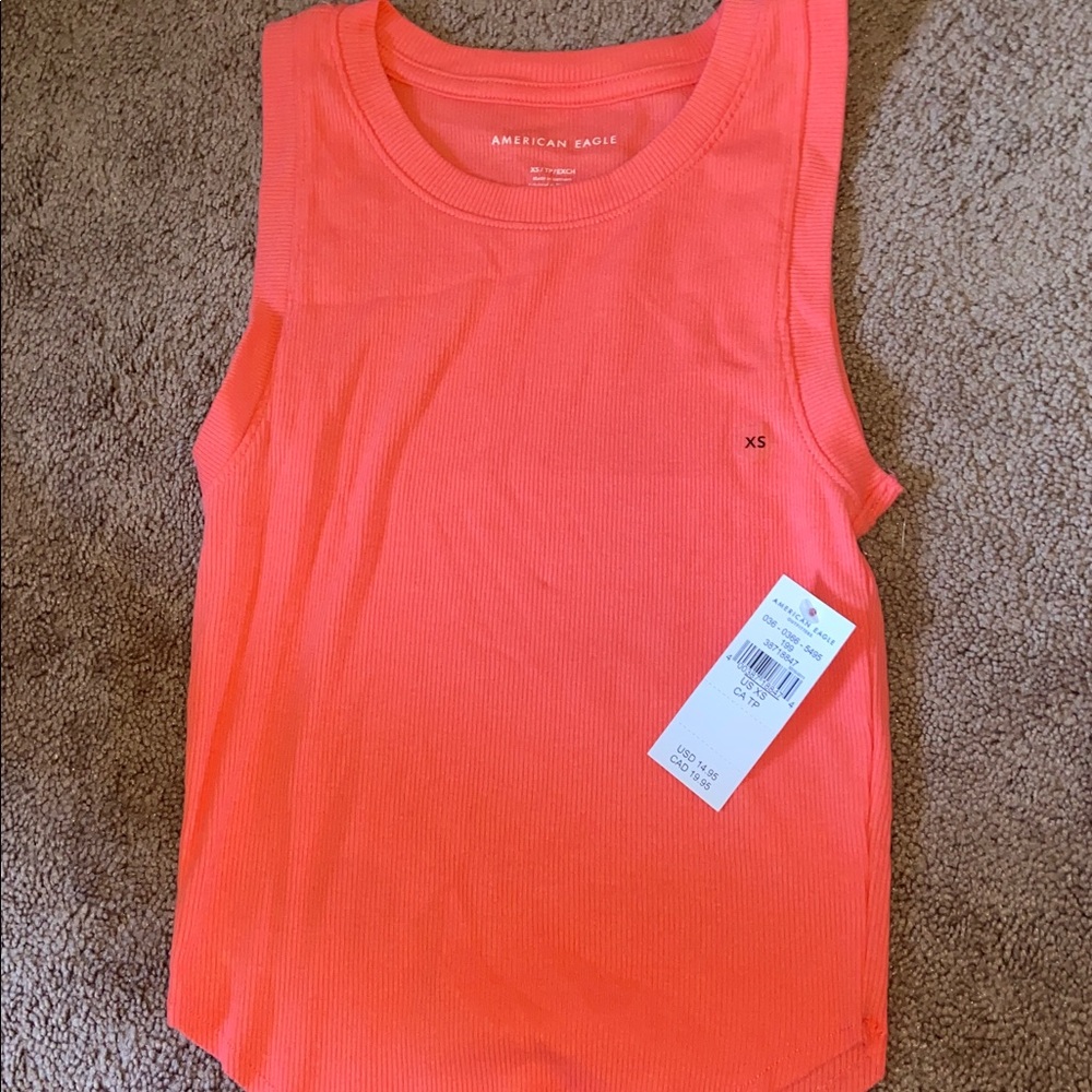 American Eagle Pink Ribbed Tank Top
